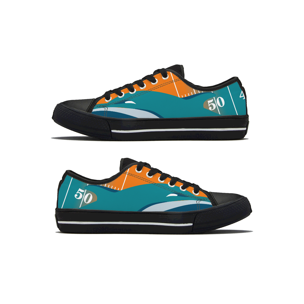 Women's Miami Dolphins Low Top Canvas Sneakers 001